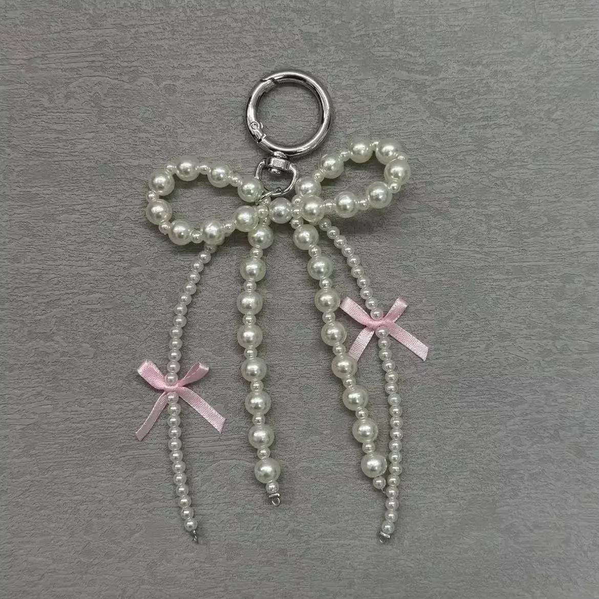 2026 New Korean Fashion Sweet Pearl Bow Keychain Heart Pendant Keyring Y2K Ins Aesthetic Holder for Girl Bag Pendant Accessories Quick Pick Grocers