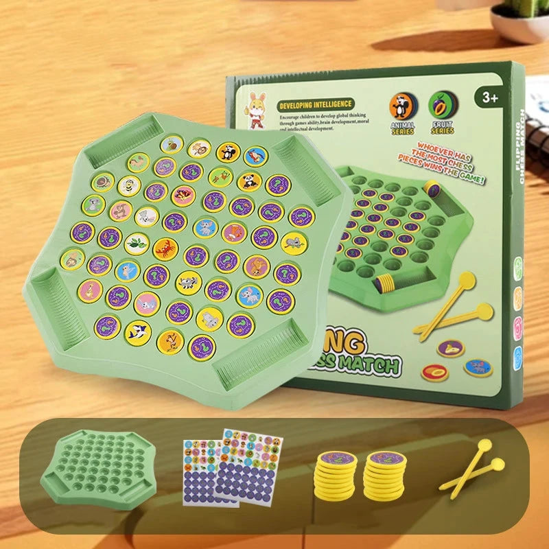 Animal Flip Chess Fun Memory Game Board Games Parent-Child Interactive Family Party Board Games Children Adult Social Table Game Econic Blanks