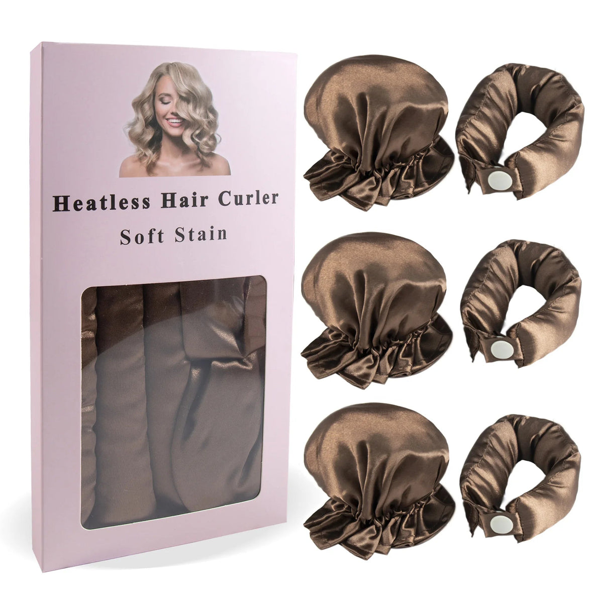 3pc Satin Heatless Curling Rod with Hair Caps, Soft Overnight Curling Rod Headband for Long Hair, DIY Hairstyling Tools Quick Pick Grocers