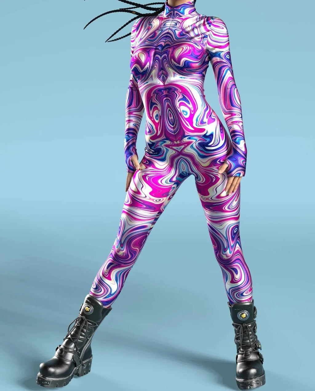 Colorful Rainbow Abstract Geometry 3D Print Women Sexy Skinny Jumpsuit Carnival Holiday Party Cosplay Costumes Fancy Bodysuit Quick Pick Grocers