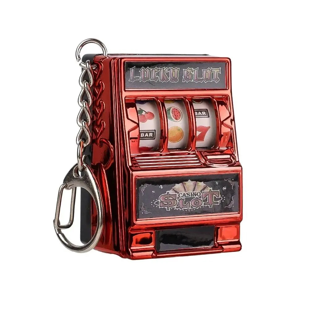 Mini Gambling Slot Machine Key Chains Creative Arcade Pocket Fruit Lucky Jackpot Gadget Antistress Toy Funny Games Keychain Ring Econic Blanks