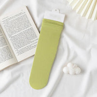 INS Women Girls Summer Thin Long Socks Ice Velvet Soft Breathable Pile of Socks Solid Black White Beige Harajuku High Tube Socks Quick Pick Grocers