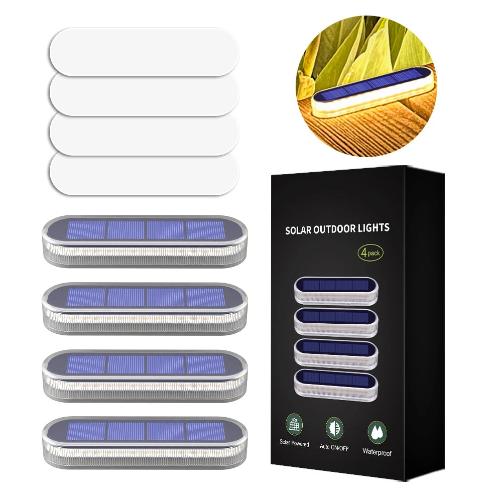 Quality Solar Step Lights Waterproof IP68 Warm White LED Path Lights Solar Powered Light Bar for Stairs Driveway Walkway Dock Quick Pick Grocers