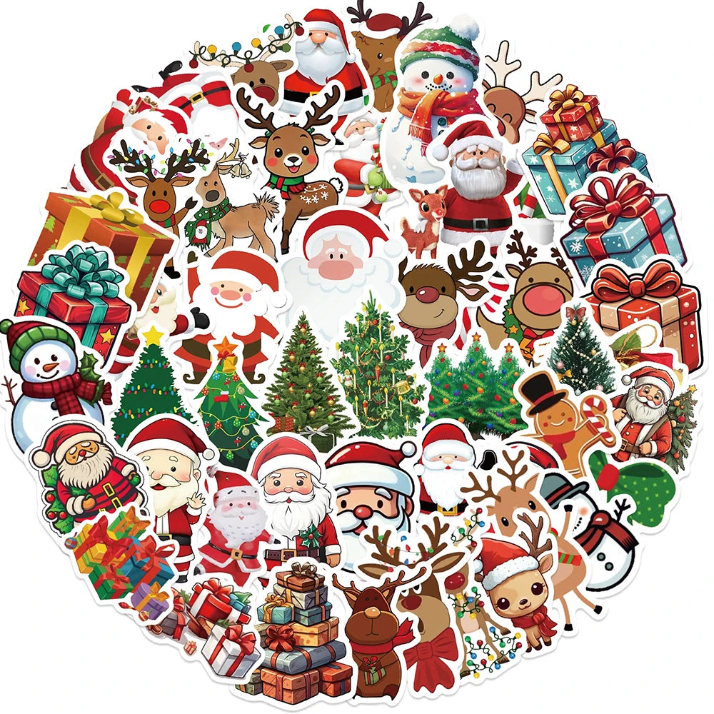 10/30/50pcs Kawaii Cartoon Christmas Art Aesthetic Stickers Pack Toy Diary Laptop Scrapbook Phone Decoration Graffiti Sticker Quick Pick Grocers