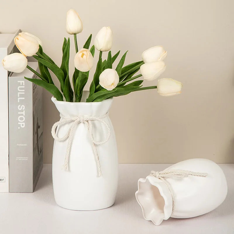 1Pc Bow Design Plastic Flower Vase Modern Art Nordic Decorative Vase  Used for Wedding, Living Room, Office, Bedroom Decoration Quick Pick Grocers