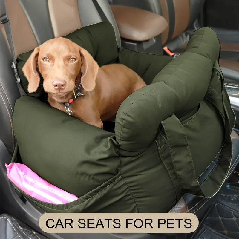 Dog Car Seat with Safety Belt - Non-Slip Pet Car Bed for Small Dogs, Washable Travel Carrier with Secure Straps for Safe Car Quick Pick Grocers