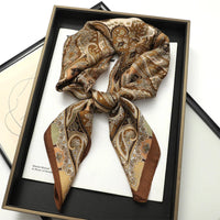 Bohemian Style Print Luxury Brand Silk Square Scarf Women Satin Shawls Neckerchief Wrap Scarves Bandana Hair Hjiab Floral Quick Pick Grocers