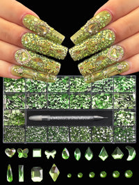 21 grid nail art diamond flat bottom glass diamond multi-style special-shaped diamond shiny nail rhinestone DIY nail art jewelry Econic Blanks