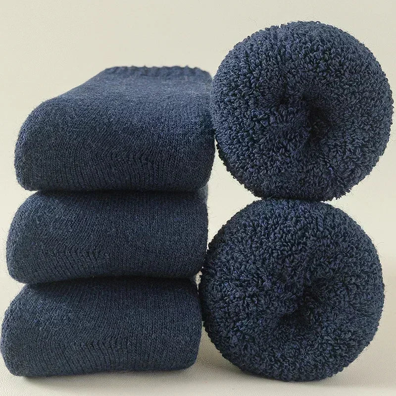 3 Pairs Men Women Wool Socks Couples Solid Winter Snow Chrismas Gift Thermal Cashmere Marino Thickened Fleece Terry Loop socks Quick Pick Grocers
