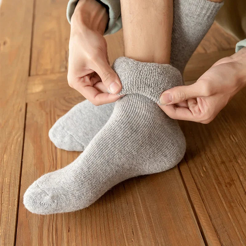 3 Pairs Men Women Wool Socks Couples Solid Winter Snow Chrismas Gift Thermal Cashmere Marino Thickened Fleece Terry Loop socks Quick Pick Grocers