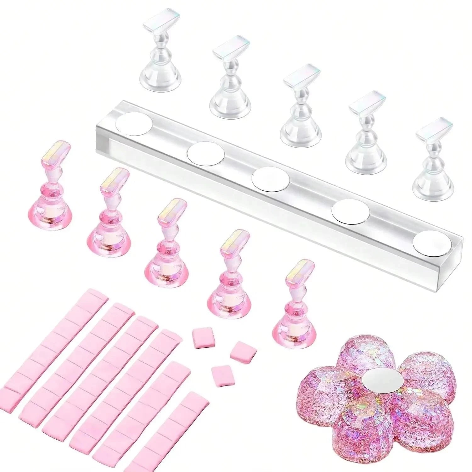 5/30pcs/Set Magnetic Nail Holder False Nail Tip Practice Stand Crystal Base Holder Nail Art Display For Art Salon DIY & Practice Econic Blanks