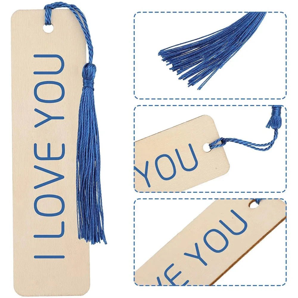 10/20/60Pcs Wood Bookmark Bulk Blank Hanging Label Wooden Bookmarks Sign Unfinished Label Ornaments With Tassel Ropes DIY Crafts Econic Blanks