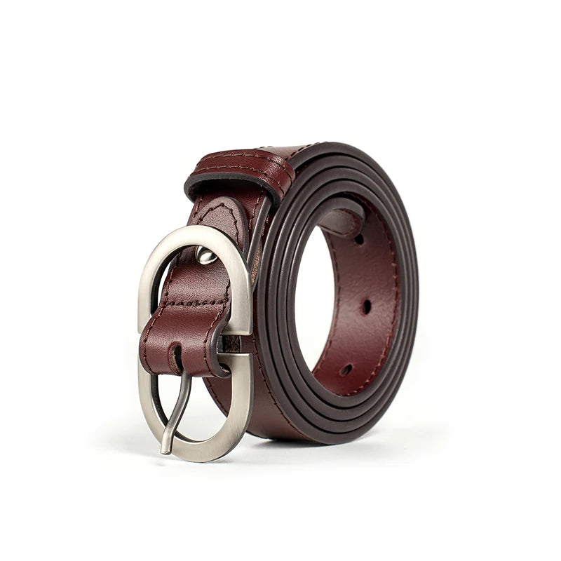 BEAUTODAY Belt Women Genuine Cow Leather Metal Oval Buckle Retro Simple Solid Ladies Jeans Dress Waistband Handmade 91012 Quick Pick Grocers