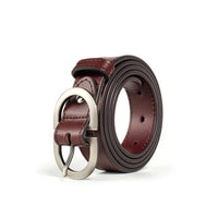 BEAUTODAY Belt Women Genuine Cow Leather Metal Oval Buckle Retro Simple Solid Ladies Jeans Dress Waistband Handmade 91012 Quick Pick Grocers