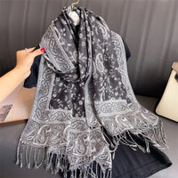 Luxury Brand Autumn Cashmere Pashmina Shawl Lady Wrap Warm Winter Scarves Design Print Female Foulard Cotton Stoles Scarf 2023 Quick Pick Grocers