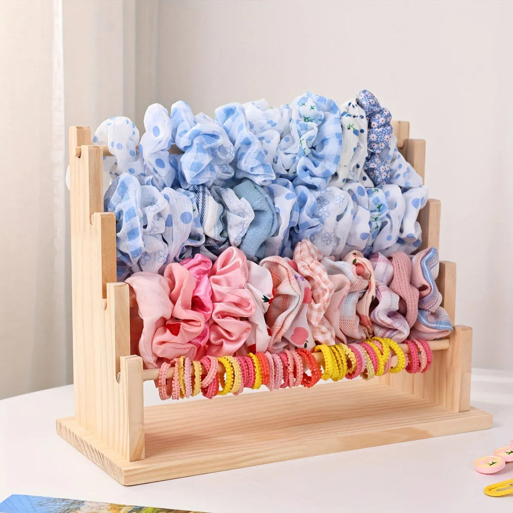 Vintage wooden bracelet storage rack, stepped bead display rack, jewelry storage rack, watch hair clip and headband display rack Quick Pick Grocers