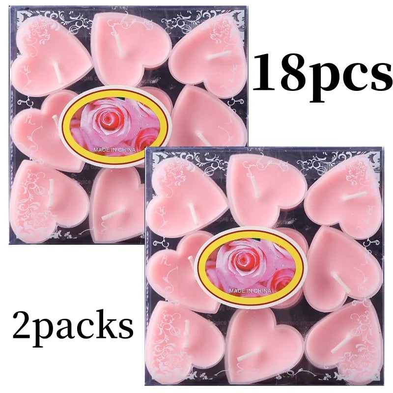 9pcs Heart-shaped Scented Tea Candles Valentine's Day Romantic Love Candle Proposals Wedding Anniversary Decorative Candle Econic Blanks