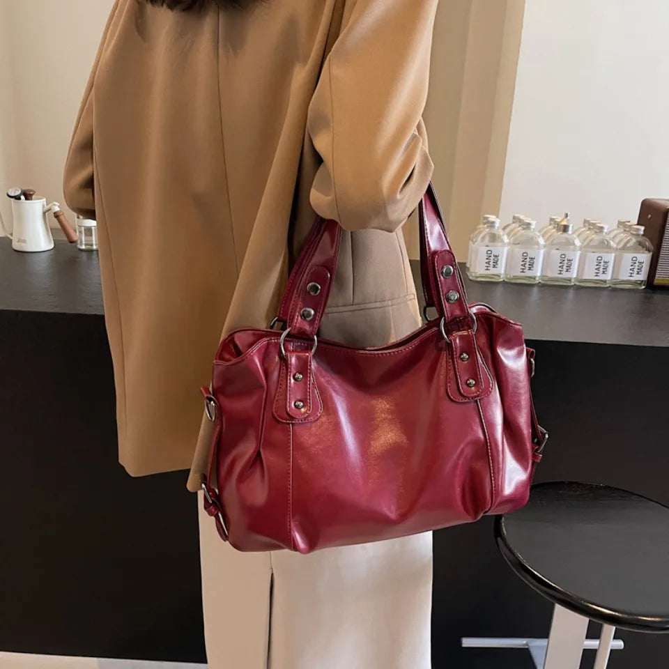 Soft Interior Compartment Shoulder Bags 2026 High Quality Contrasting Colors Bags for Women Fashion Zipper Pu Women's Handbags Quick Pick Grocers