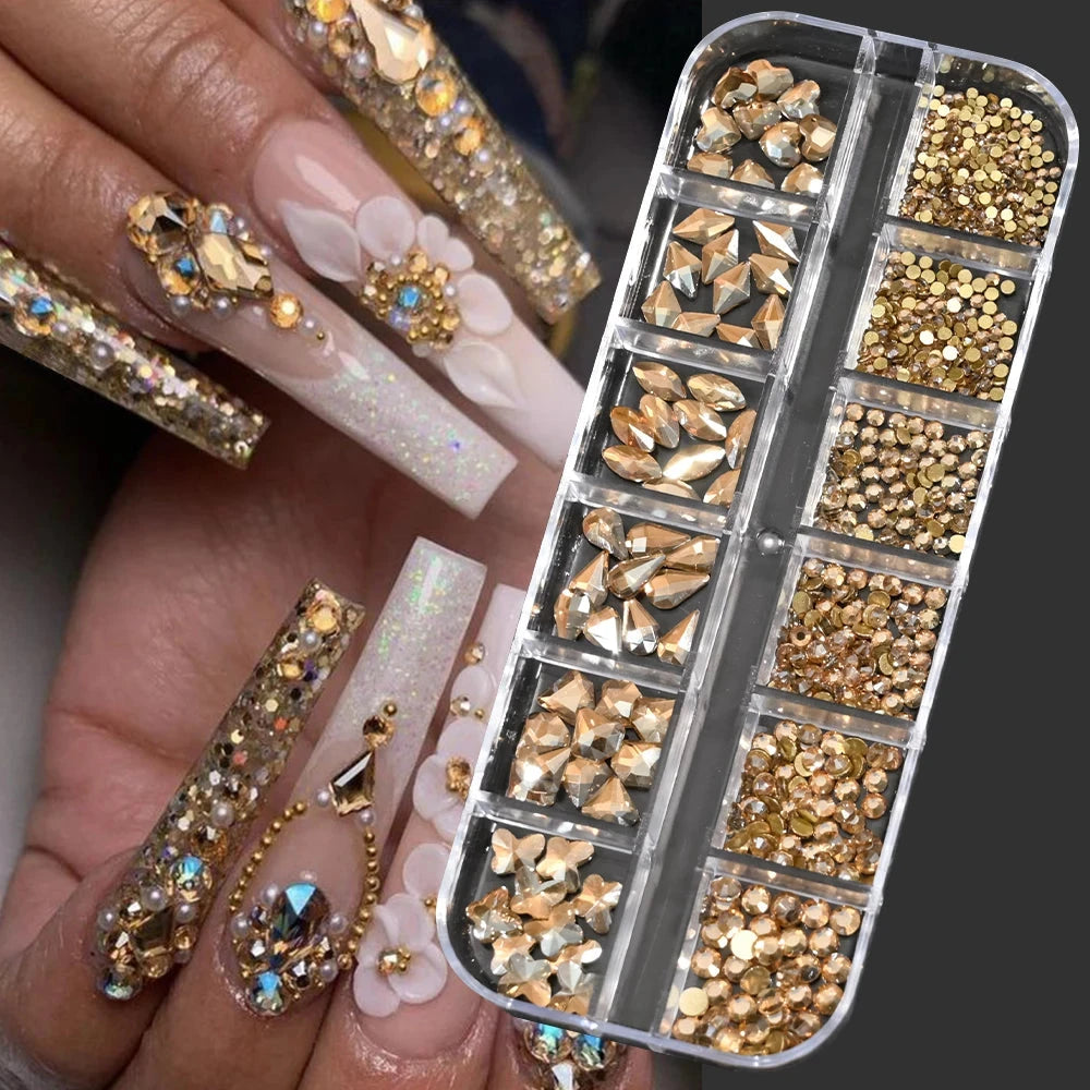 100/50cm Long Luxury Crystal Chain Nail Charms 1.5/2mm Shinying Clear/AB Diamond Nail Art Metal Steel French Manicure Crystal Econic Blanks