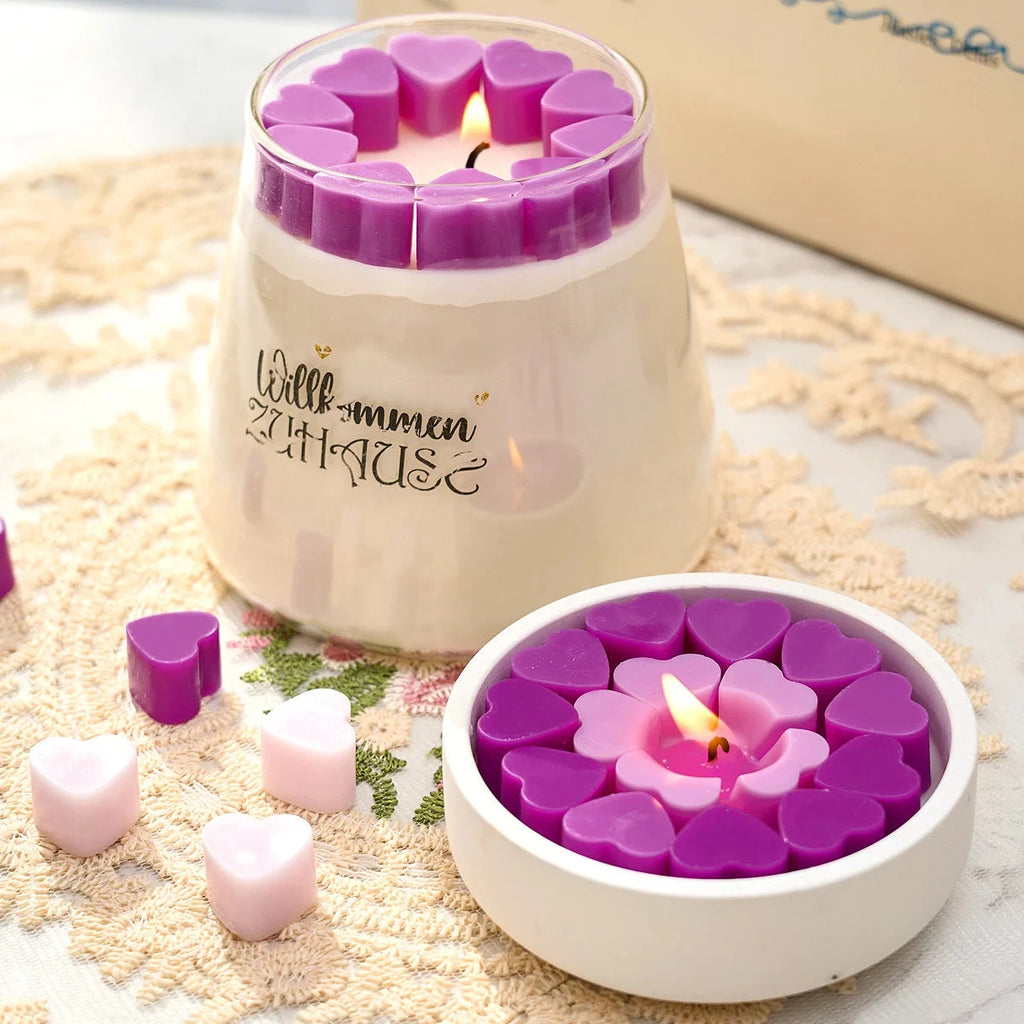 55 Compartment Heart Silicone Candle Mold Valentine's Day Candles Making Kit DIY Love Cake Chocolate Baking Mould Party Gifts Econic Blanks
