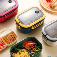 1200ML 2 Layer Bento Lunch Box With Spoon Fork, Kid High Capacity Microwae Food Containers Portable Leakproof Office Camping Quick Pick Grocers