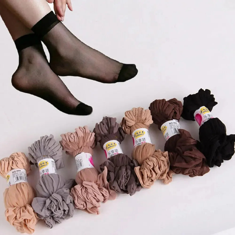 Hot Sale! High Quality Women Velvet Socks Pack Female Summer Thin Silk Transparent Sexy Ankle Nylon Socks Set Quick Pick Grocers