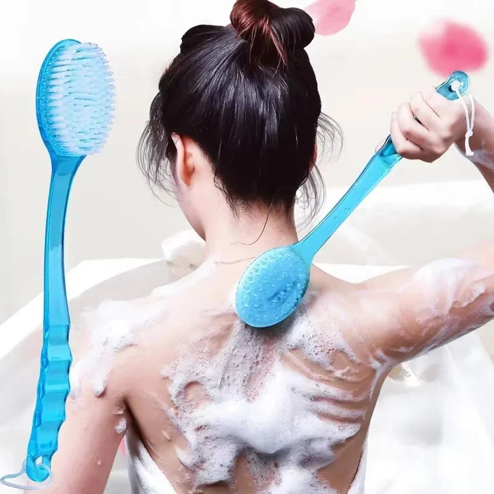 Back Body Bath Shower Sponge Scrubber Brushes With Handle Exfoliating Scrub Skin Massager Exfoliation Bathroom Brush Quick Pick Grocers