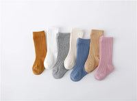 Lawadka 0-5Years Kids Boys Girls Socks Cotton Solid Striped Soft Baby Knee Long Children's Socks School Sport Baby Sock 12 Color Quick Pick Grocers