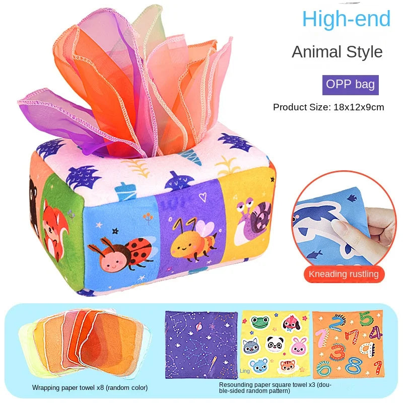 Baby Montessori Toy,Magic Tissue Box,Educational Learning Activity Sensory Toy For Kids Finger Exercising  Busy Board Baby Game Purest Peak