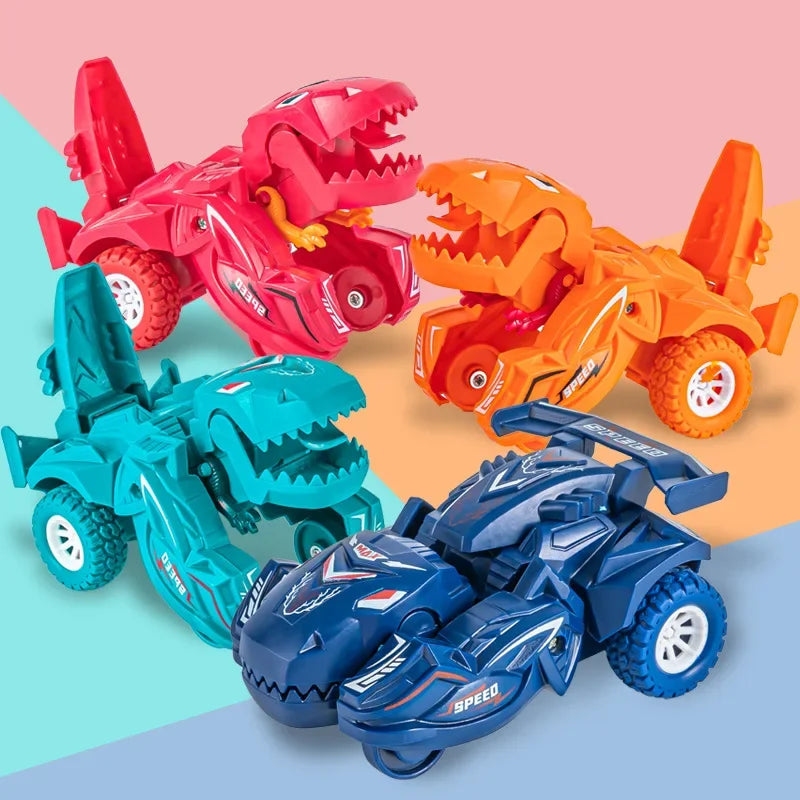 2 IN 1 Dinosaur Deformation Car Model Toy For Boys One Step Action Collision Transformation Mini Vehicles Toy Gift for Children Quick Pick Grocers