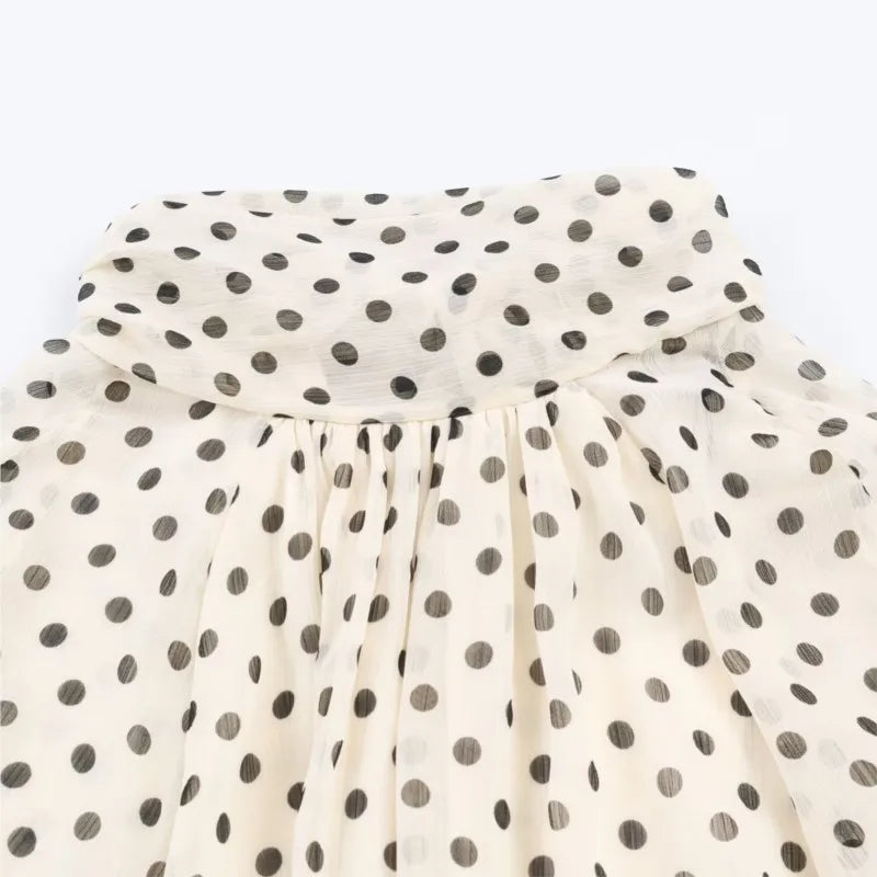 Women Polka Dot Print Blouse Casual High Collar Long Sleeve Lady Top Simple Women's Blouse Female Shirts & Blouses Quick Pick Grocers