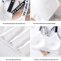 Fashion Tank Tops Sports Underwear Women Yoga Fitness Seamless Crop Top Wide Letter Straps Comfortable Workout Activewear Quick Pick Grocers