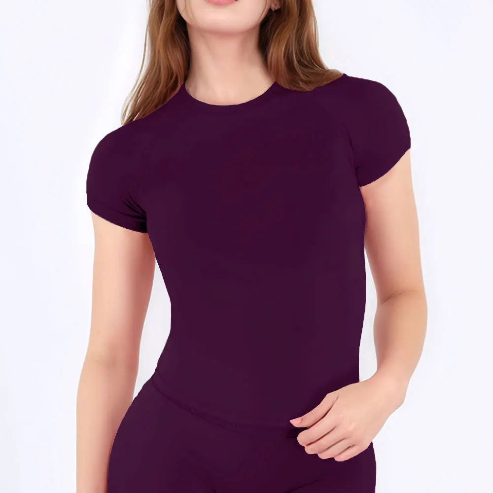 NCLAGEN Sport Shirt Women Fitness Impact Short Sleeve Top Gym Workout Yoga Blouse Quick Dry Breathable Running Tee Versatile Top Quick Pick Grocers