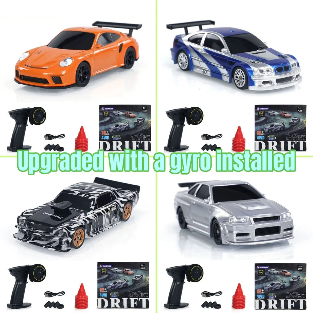 New RC Drift Car Upgraded Gyro 1/43 Racing RTR 4WD Four-wheel Drive High Speed Radio Control Model 2.4g Drift Race Car Mini Gift Econic Blanks