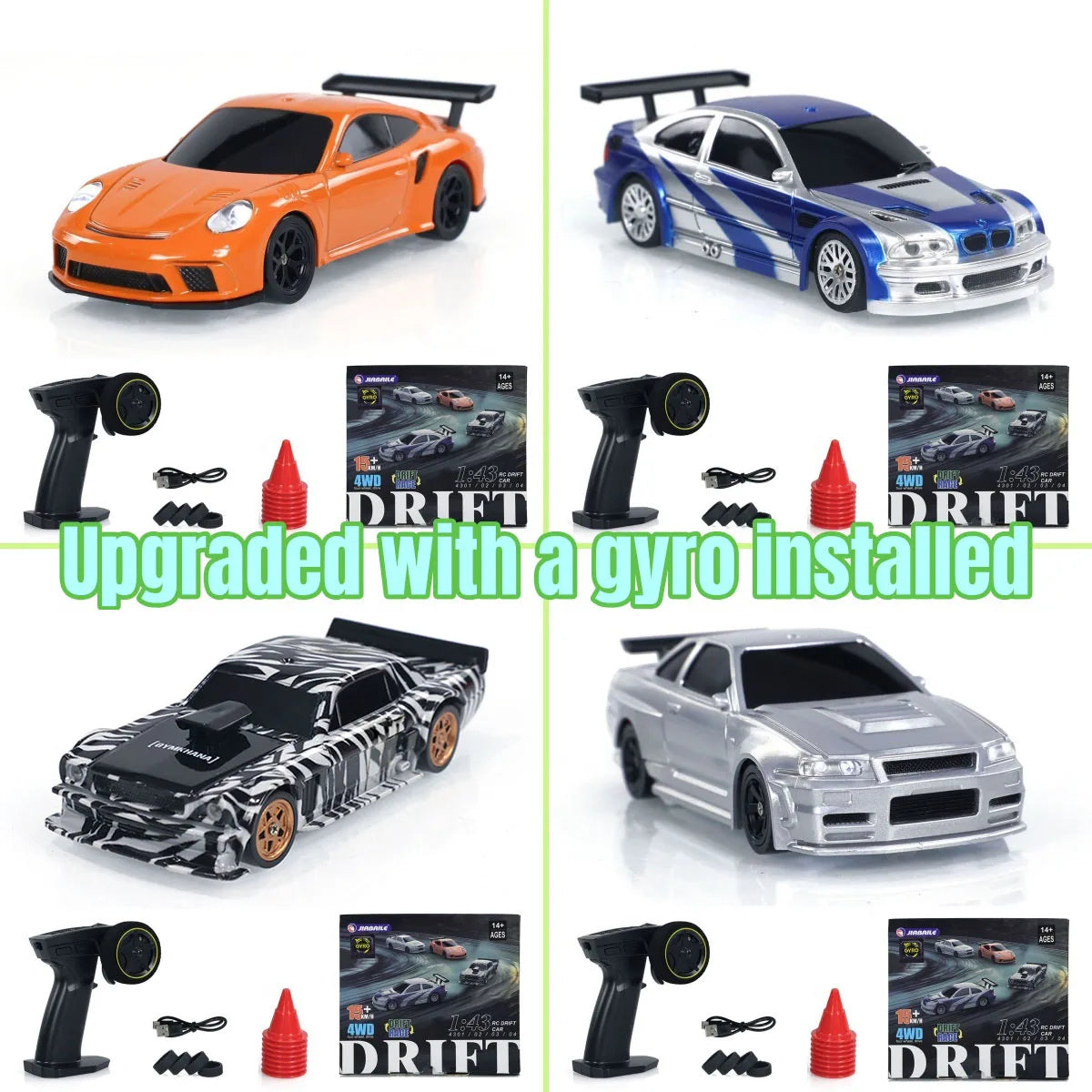 New RC Drift Car Upgraded Gyro 1/43 Racing RTR 4WD Four-wheel Drive High Speed Radio Control Model 2.4g Drift Race Car Mini Gift Econic Blanks