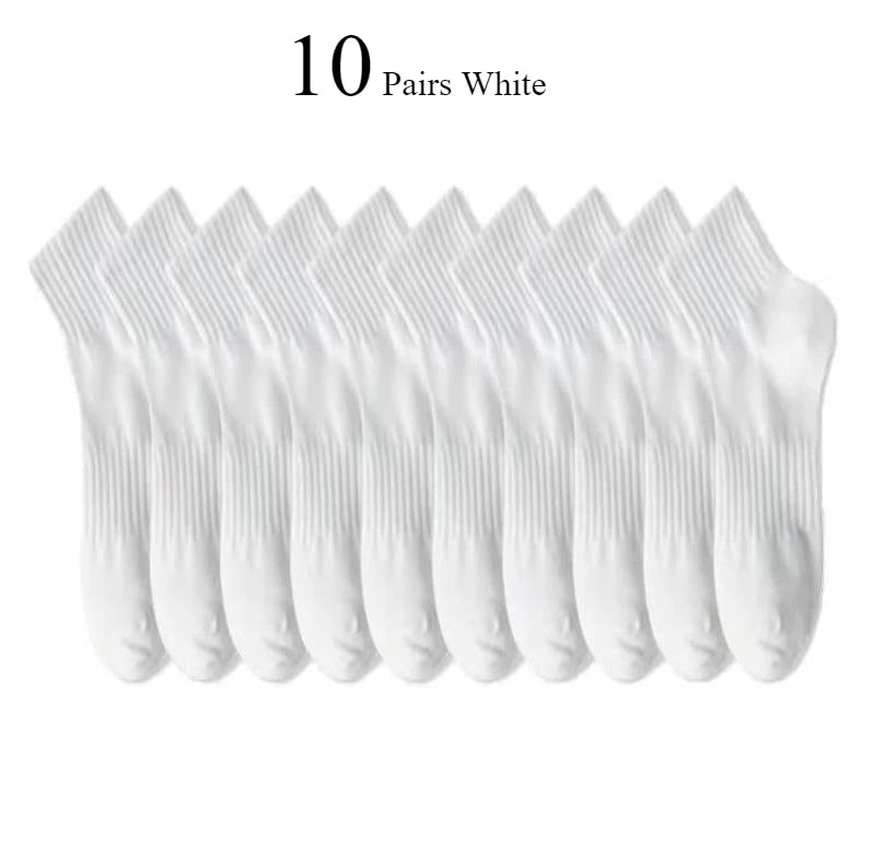 10/20 Pairs Neutral Solid Color Round Neck Socks Spring Summer Sweat Absorbing Breathable Soft Comfortable Couple Sports Socks Quick Pick Grocers