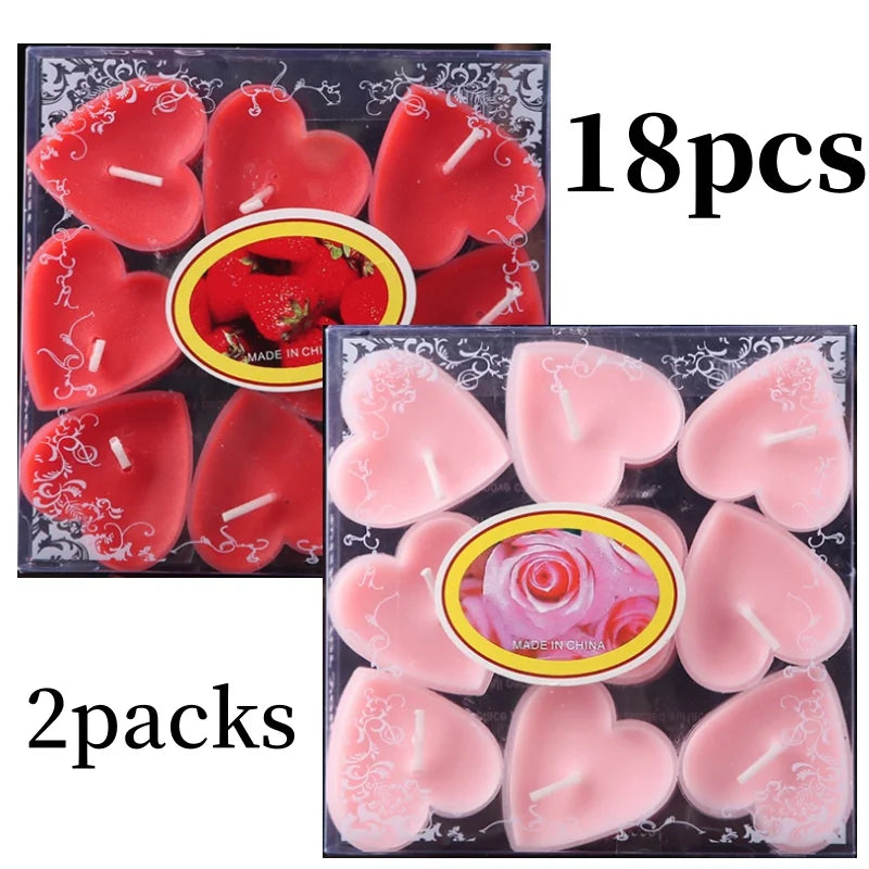 9pcs Heart-shaped Scented Tea Candles Valentine's Day Romantic Love Candle Proposals Wedding Anniversary Decorative Candle Econic Blanks