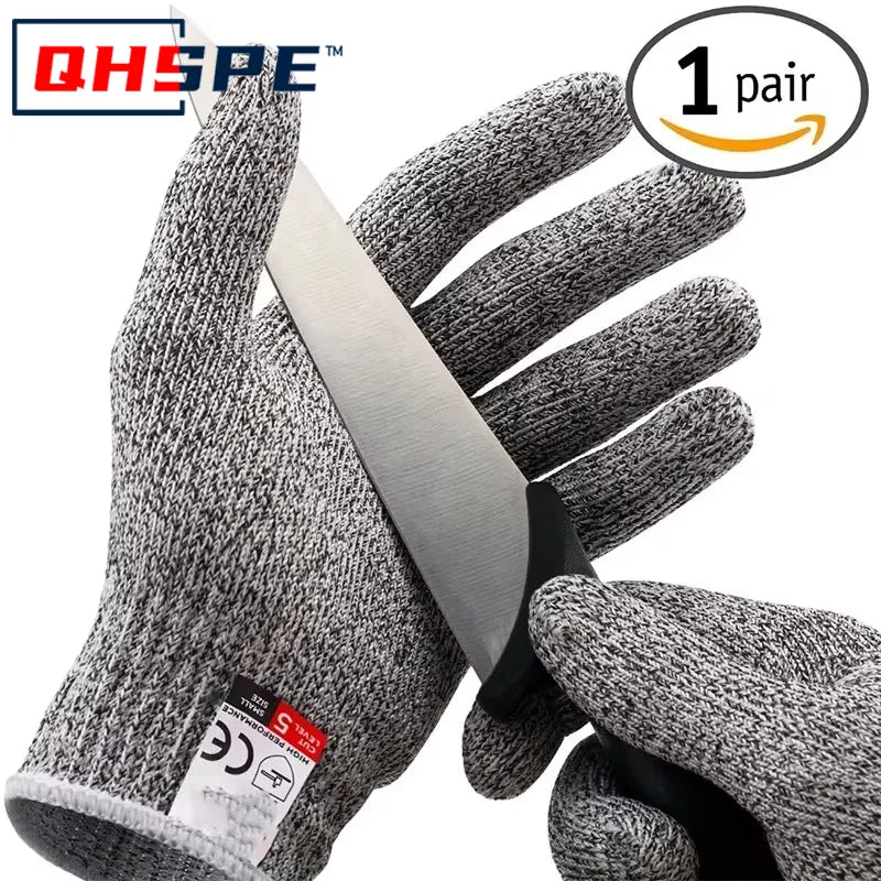 Level 5 HPPE Anti-Cut Gloves Kitchen Gardening Anti-Cut Knitted Gloves Anti-Thorn Wear-Resistant Glass Building Cutting Gloves Quick Pick Grocers