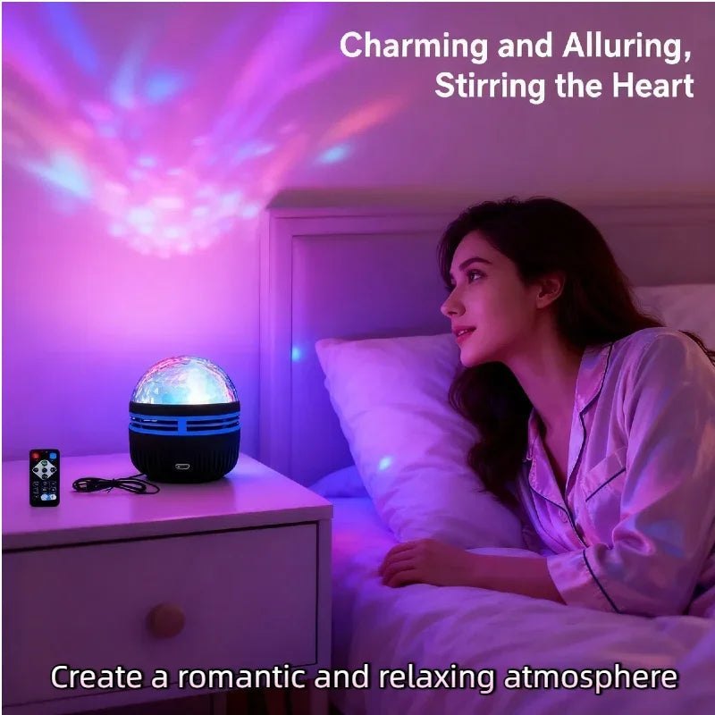 LED Ocean Wave Starry Sky Projector Lamp 1pc 7 Colors Remote Control USB Powered for Kids Room Bedroom Party Ambient Light Quick Pick Grocers