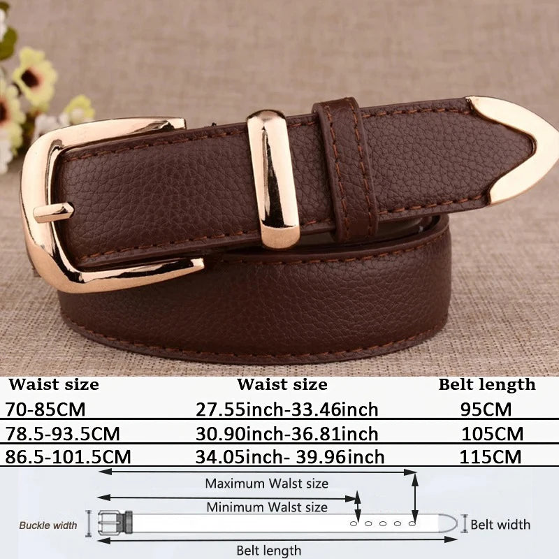 Fashion Women Genuine Leather Belts High Quality Gold Buckle Best Matching Dress Jeans Belts for Lady LB2146 Quick Pick Grocers