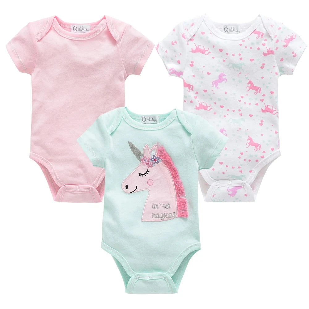 3/6 pcs a lot Baby Girls Clothes  pour nouveaux Cotton Short Sleeve Girl Bodysuit 0-12 Months Newborn Boys Clothing Toddler Econic Blanks