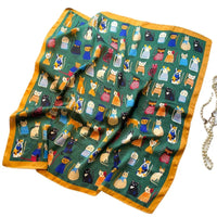 2025 Silk Shawl Print Headscarf Cat Hair Wrap Neckerchief Female Satin Square Scarf For Women Headband Foulard Hijab Bandana Quick Pick Grocers