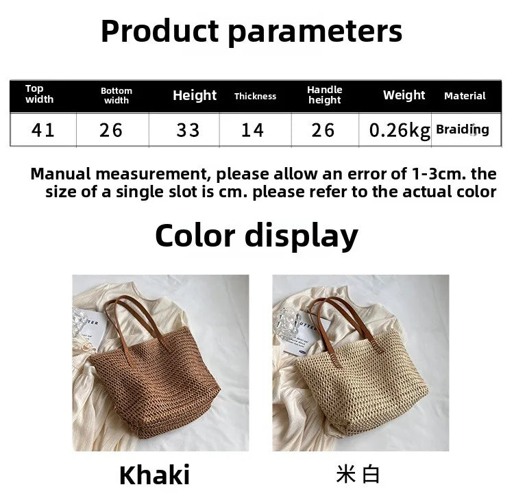 Hand-woven Women's Shoulder Handbag Bohemian 2025 Summer Fashion Straw Beach Tote Bag Travel Shopper Weaving Shopping Bags Quick Pick Grocers