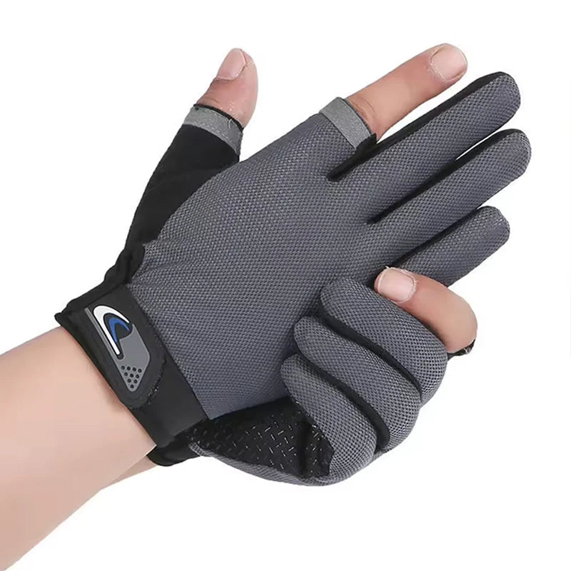 Summer Men Fishing Gloves Women Two Finger Cut Male Touchscreen Angling Anti-Slip Sun-Proof Breathable Cycling Fitness Gloves Quick Pick Grocers