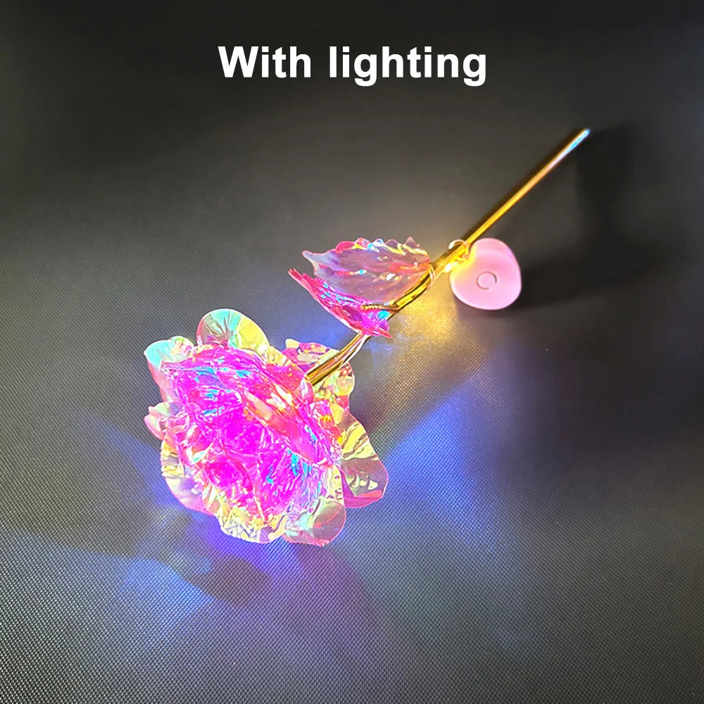 Led Valentine's Day Mother's Day Gift 24K Foil Plated Roses Artifical Flowers Wedding Decor Lover Lighting Roses Creative Gift Quick Pick Grocers