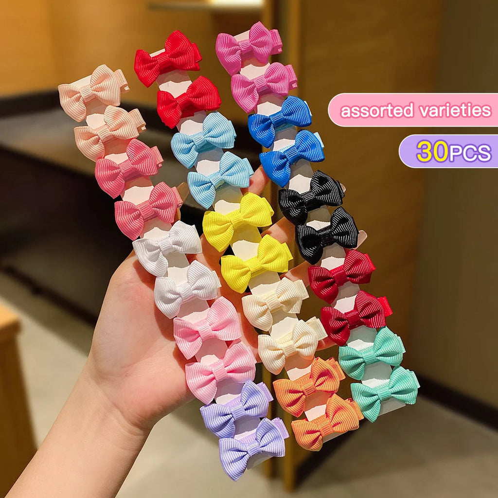 30 colored random bow fabric hair clips suitable for daily use as hair accessories Quick Pick Grocers