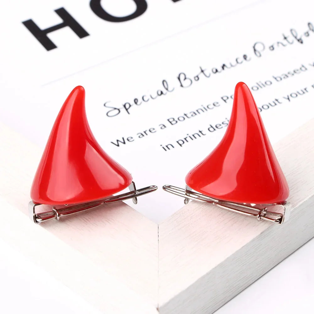 Halloween Hair Accessories Clip 1 Pair Small Demon OX Horn Hairpins Gothic Party Cosplay Costume Pin Hairpins Costume Horn Quick Pick Grocers