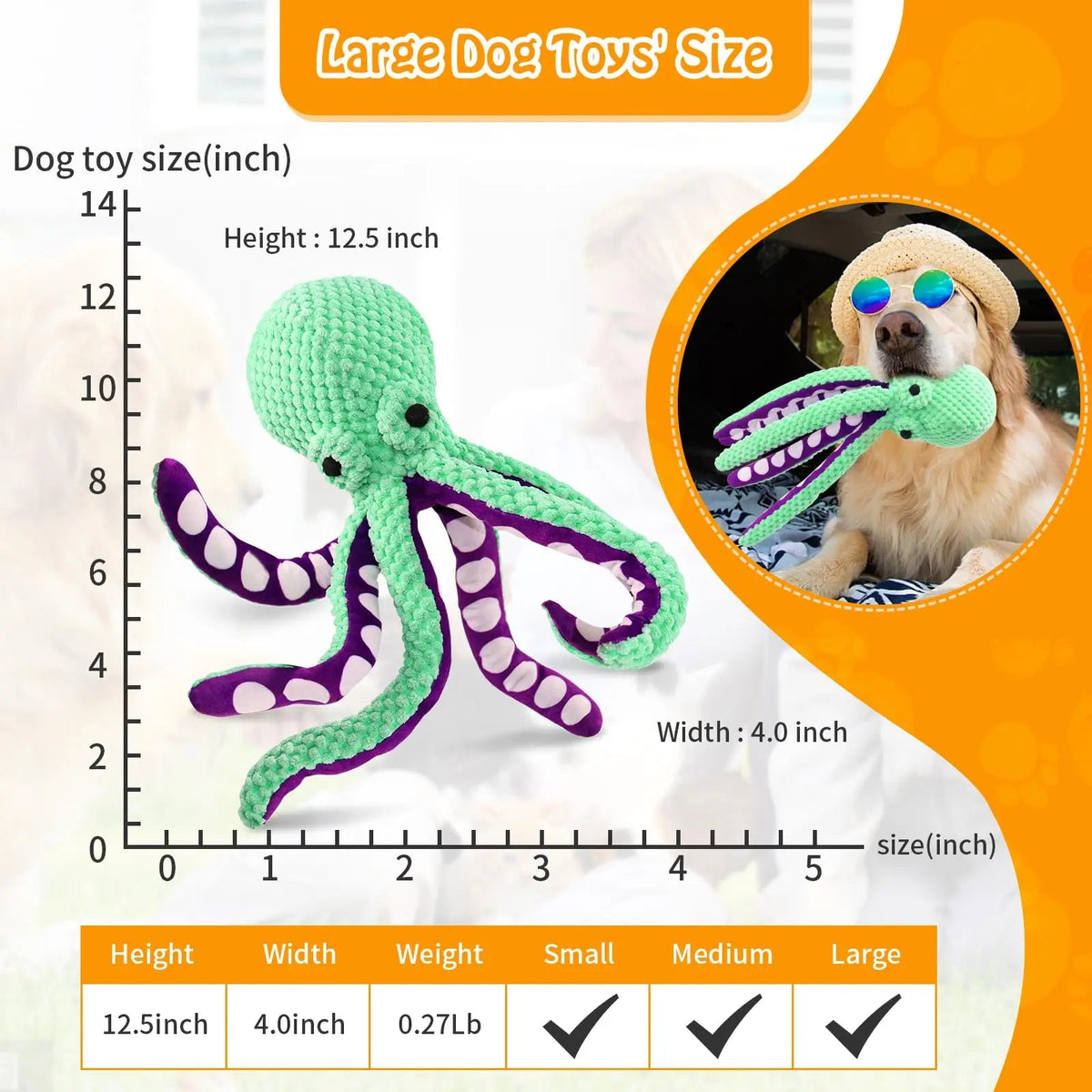 Squeaky Octopus Plush Dog Toy Indestructible Teething Chew Toy Interactive Sound Pet Stress Relief Boredom Toy for Dogs and Cats Quick Pick Grocers