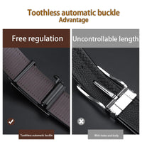 OYIFAN Fashion Men's Belt Men's Genuine Leather Belt Automatic Buckle Ratchet Belt Random Adjustment Quick Pick Grocers