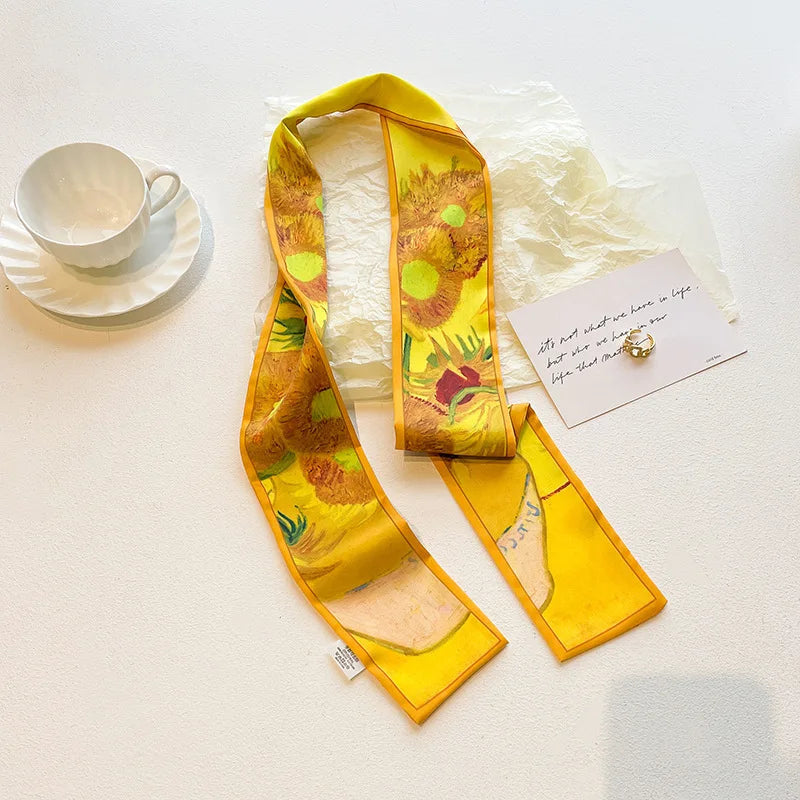 Cashew flower silk scarf, double-sided printed headband, ins decoration, versatile triangle scarf accessories Quick Pick Grocers